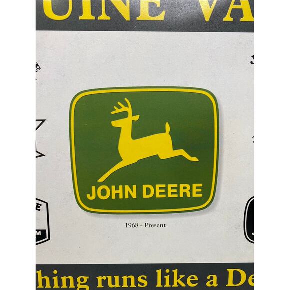 John Deere Tractor Logo Chart Tin Sign New with Backing - Picture 4 of 9